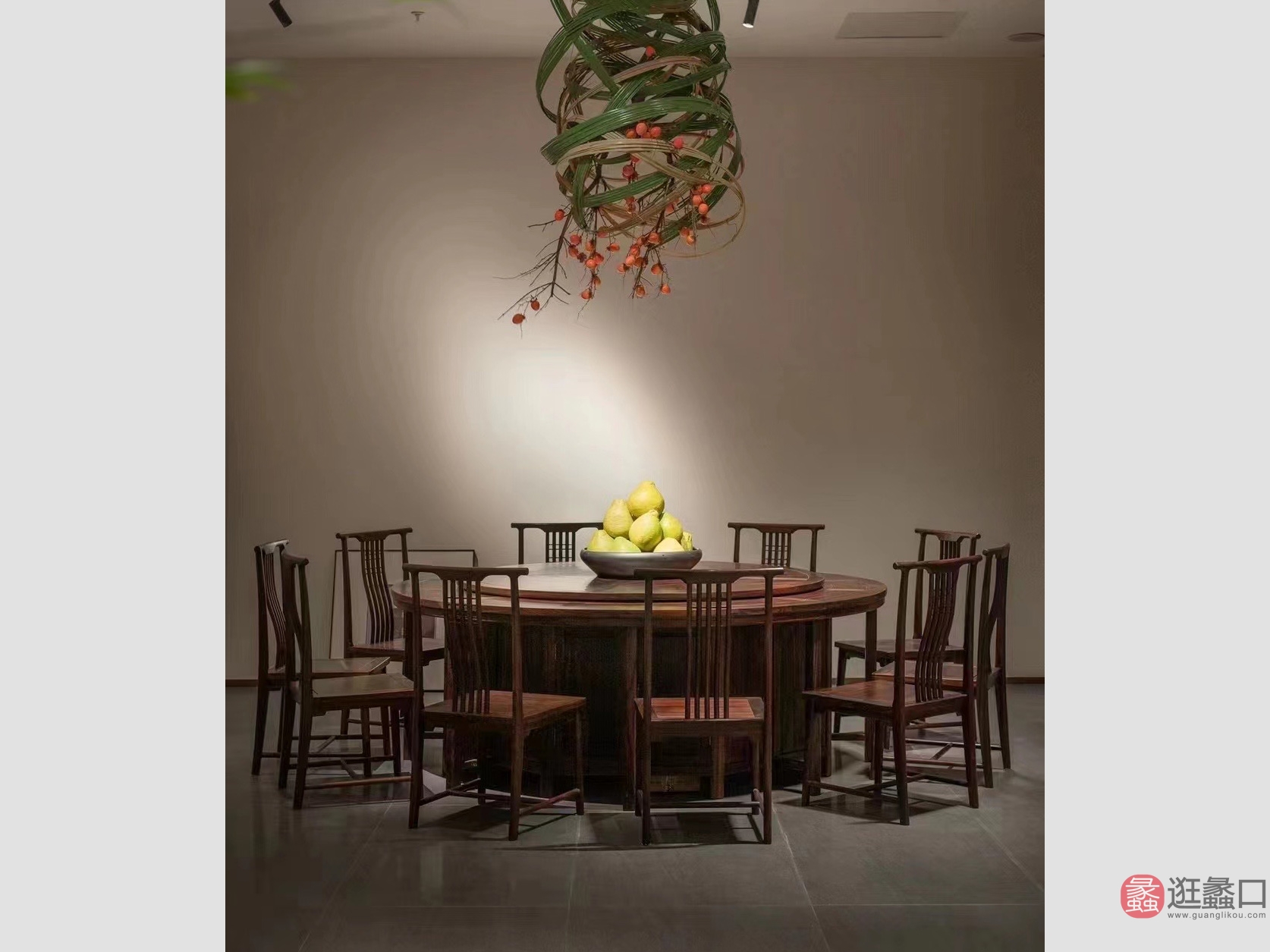 天元人和家具餐厅新宋式红木餐桌椅阔叶黄檀（黑酸枝）家用餐桌大户型圆桌TTRH013