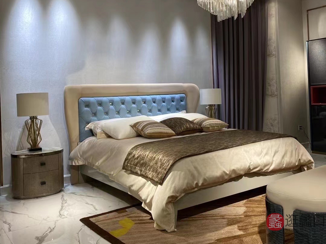 金富丽金莎家具欧式高奢实木双人卧室床榉木雕花主卧JFL015