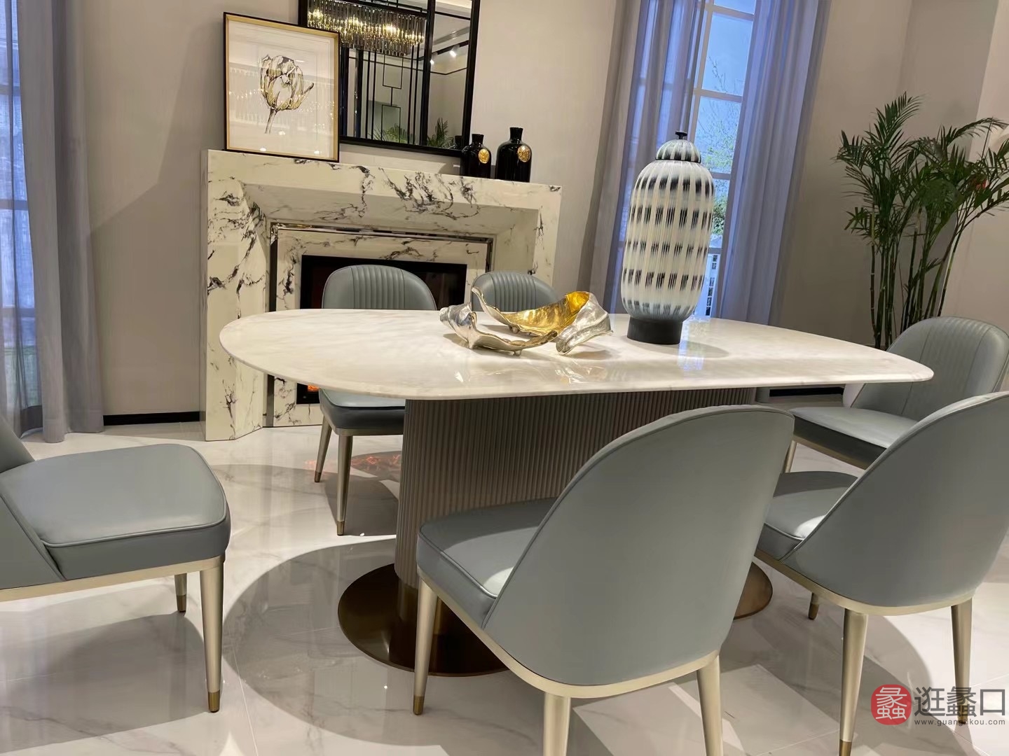 利美达家具餐厅美式轻奢餐桌椅长方形LMD014