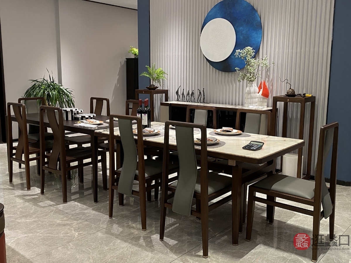 蠡口家具城阅界新中式家具餐厅餐桌椅yj049