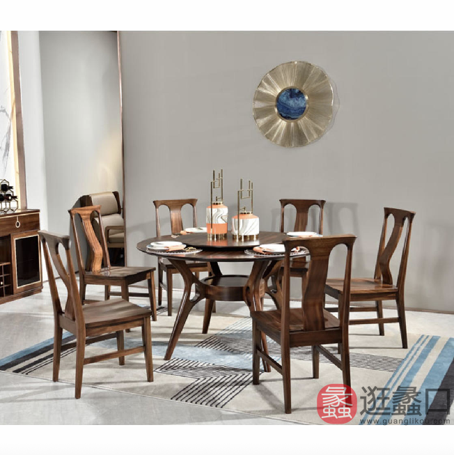 寓承新中式家具餐厅餐桌椅YUCHENG015