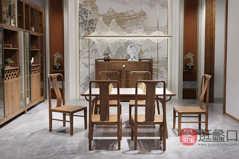 忆匠南新中式家具餐厅餐桌椅YJN033