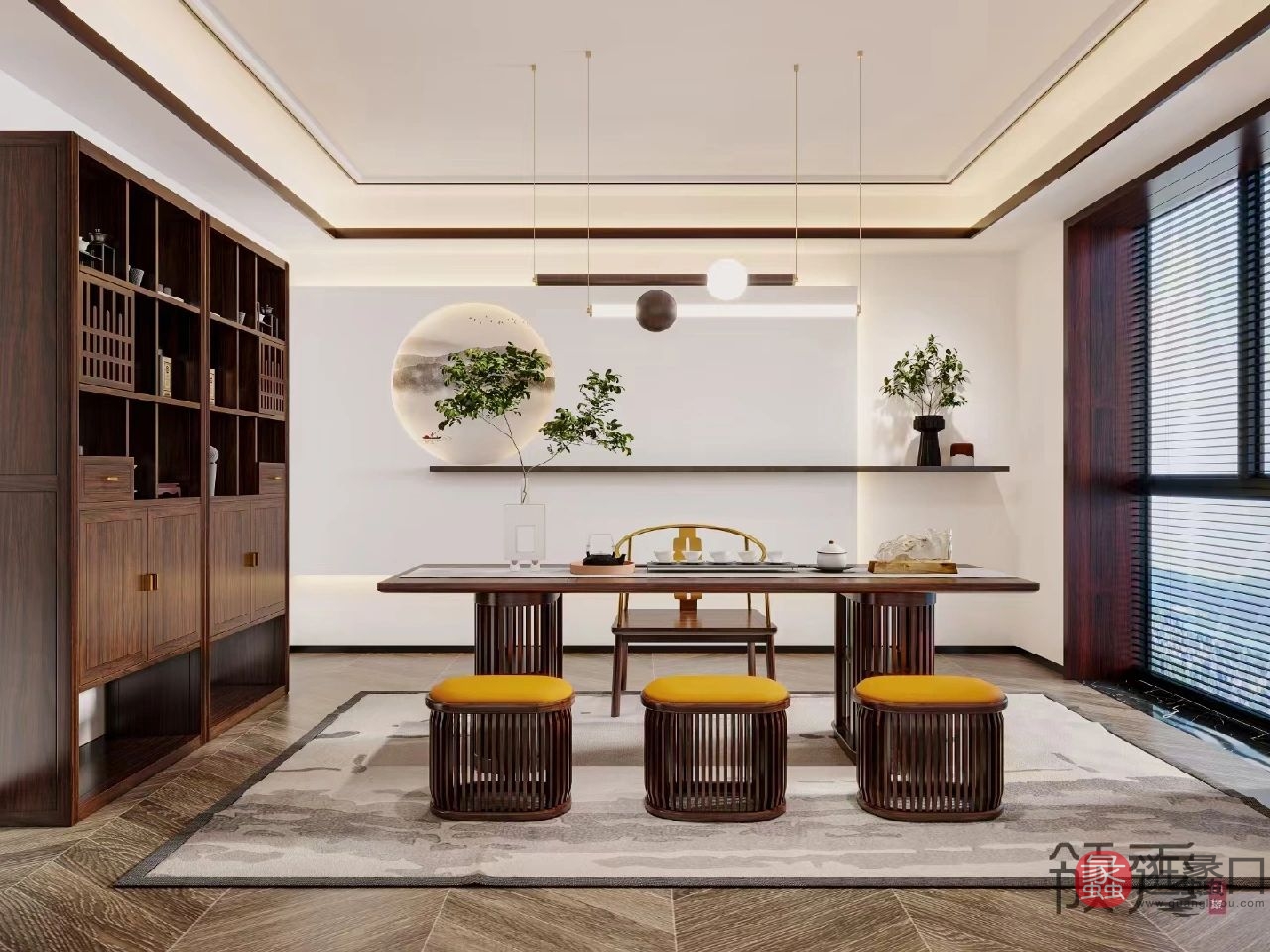 领秀江南·新中式家具书房茶台茶桌椅LX028