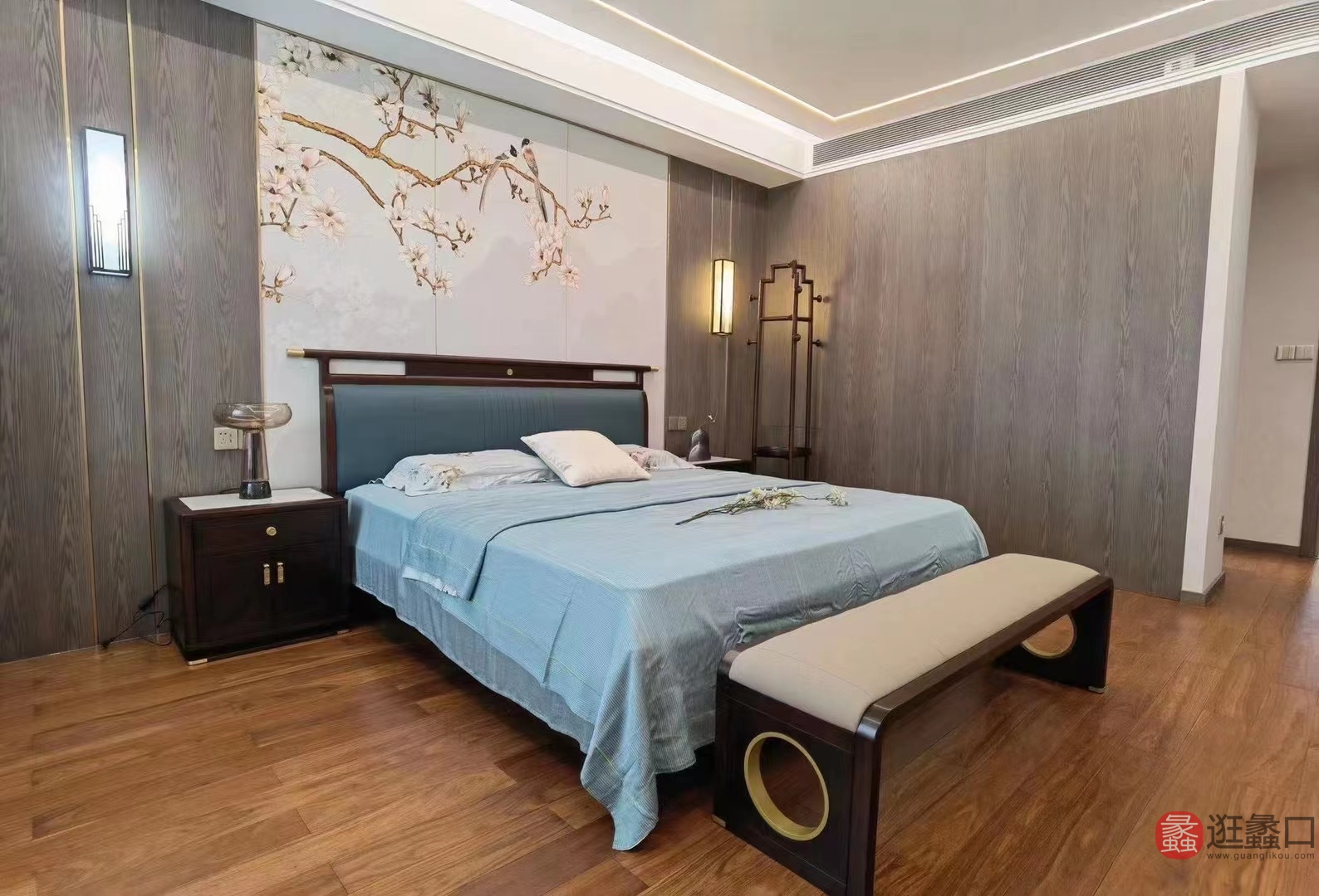 阅界新中式家具卧室床yj058