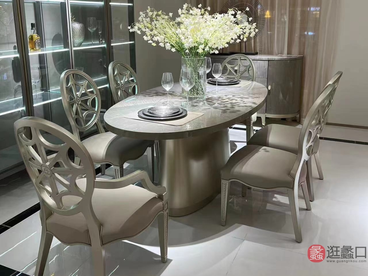爵典家居·H&T轻奢时尚美式餐厅餐桌椅045