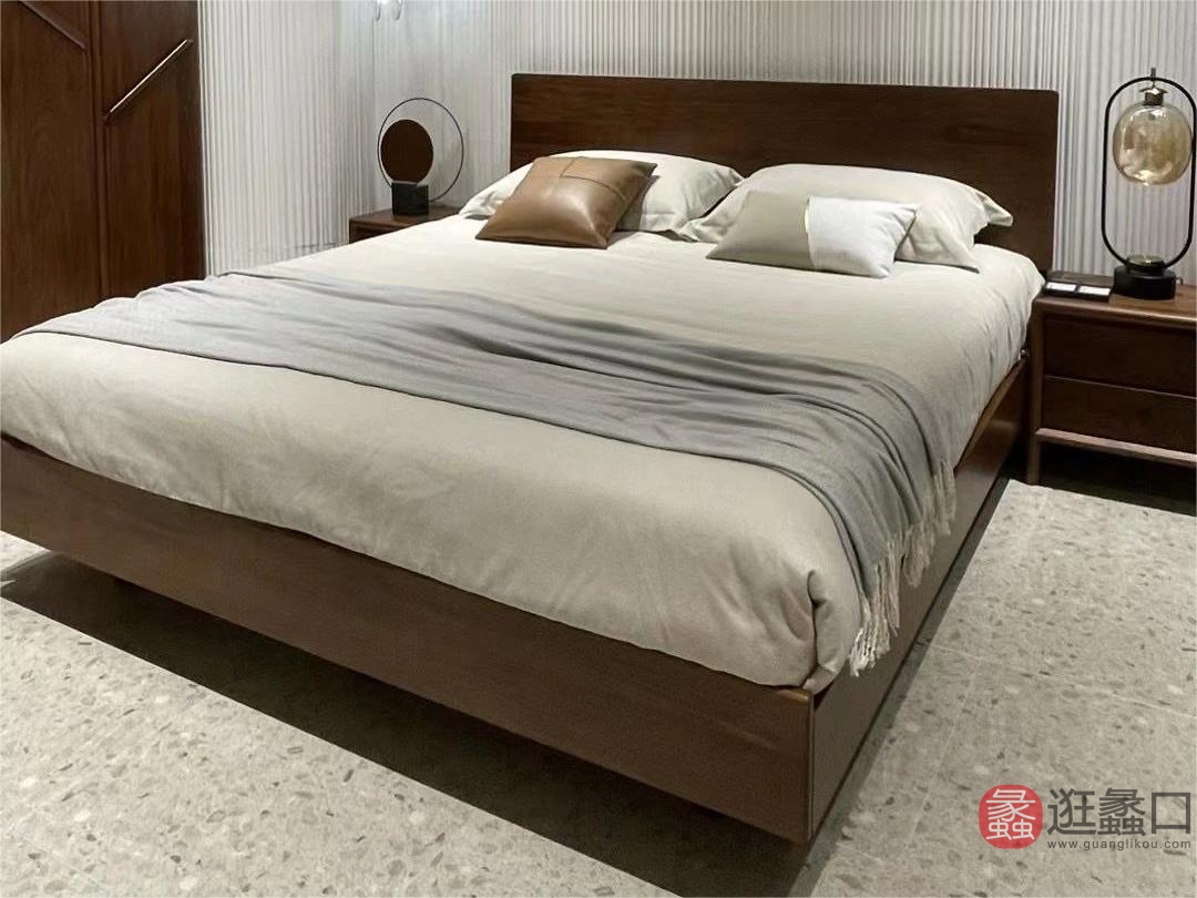 木质感家具·工厂直营店悬浮卧室床北美黑胡桃MZG101