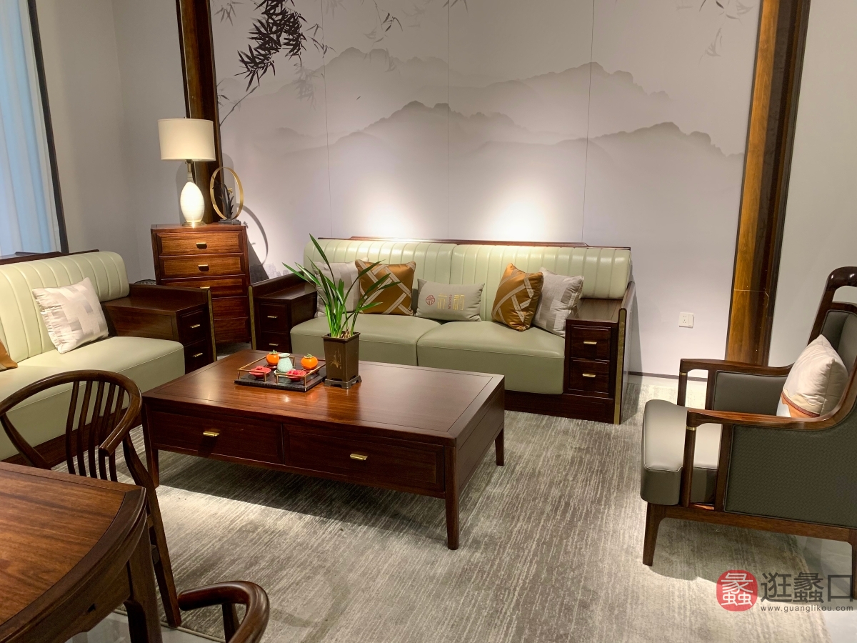 和谐新中式家具客厅沙发爱里古夷苏木/乌金木HX016