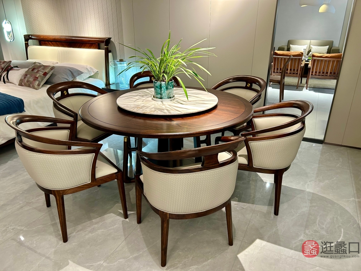 和谐新中式家具餐厅餐桌椅爱里古夷苏木/乌金木HX021