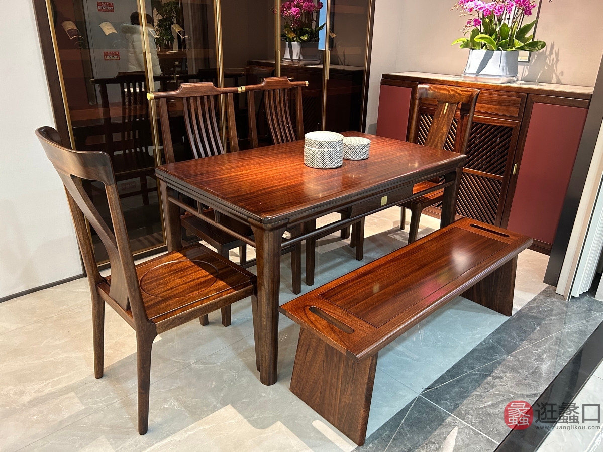 和谐新中式家具餐厅餐桌椅爱里古夷苏木/乌金木HX025