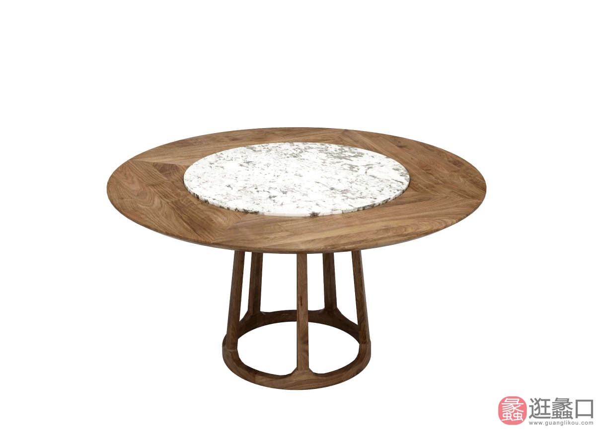 坤羽黑胡桃餐厅餐桌椅圆餐桌KY013