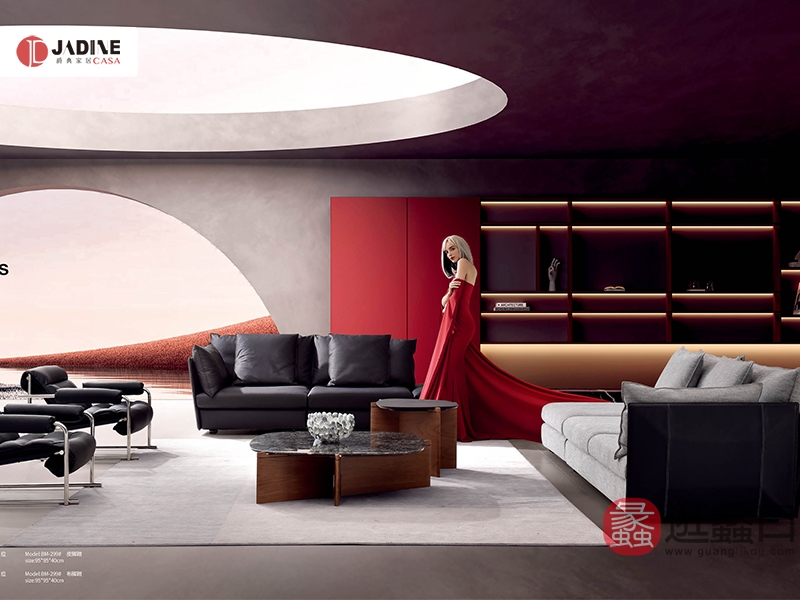爵典家居·缤斐家具客厅沙发实木+牛皮组合沙发MRD060
