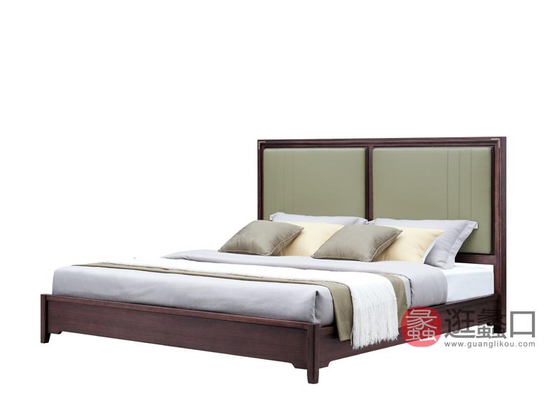 新中式实木床皮床双人大床M02