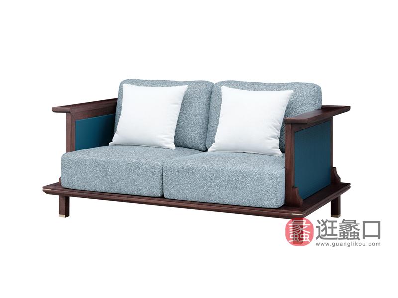 新中式实木沙发M02二人沙发