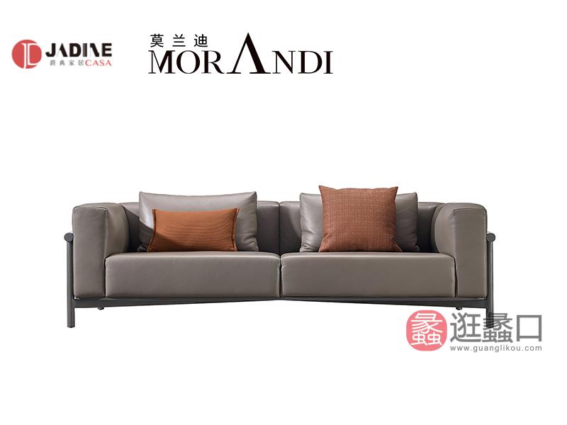 爵典家居·莫兰迪轻奢客厅沙发极简实木真皮三人位沙发MRD060