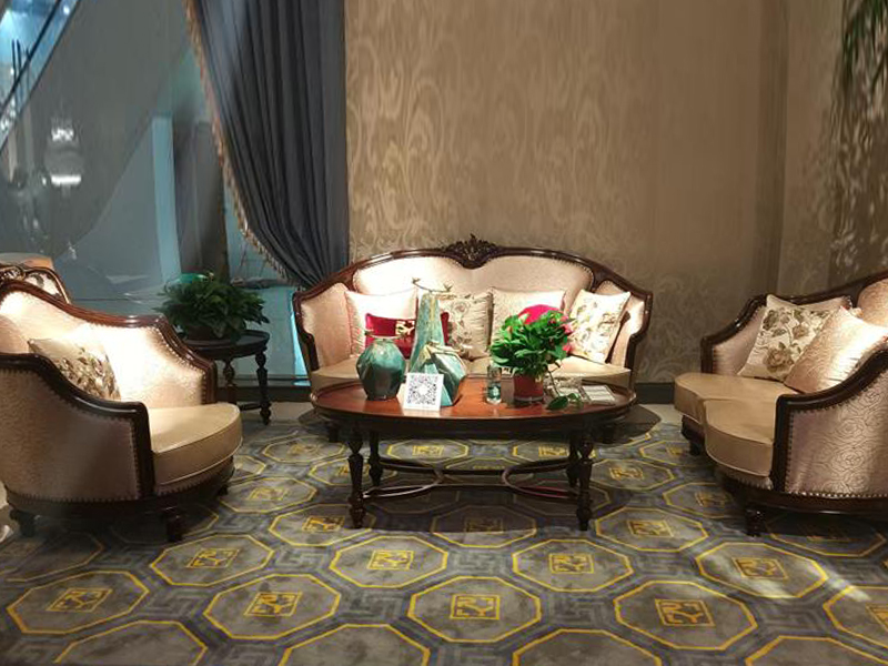 【欧尚格家具】融誉家具系列美式客厅实木桃花芯木双人位/三人位/单人位沙发组合/茶几