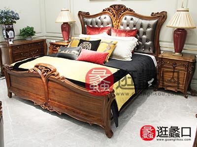 蠡口家具城君士坦丁家具经典欧式精致卧室实木皮质软靠大床