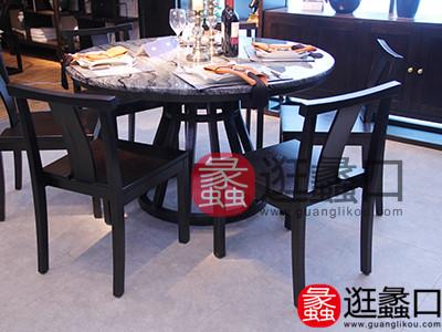 慕木家具深色新中式经典简单餐厅圆形餐桌椅组合