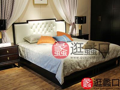 慕木家具时尚新中式精致卧室白蜡木大床/床头柜组合