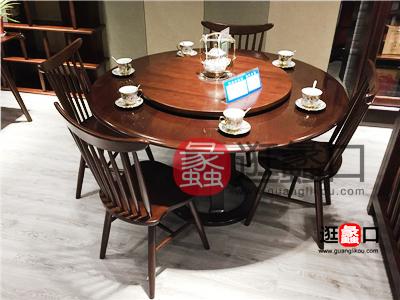 蠡口家具城博程世家家具新中式餐厅实木圆餐桌椅