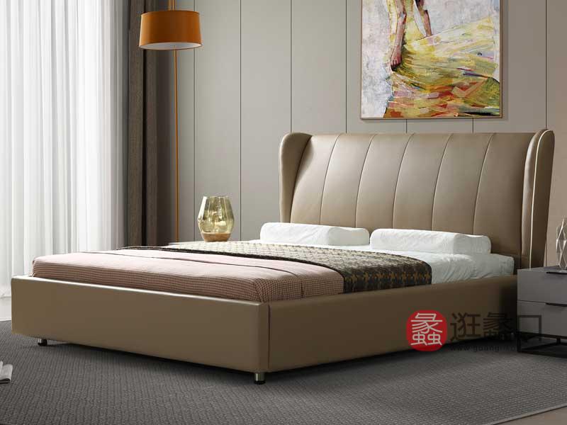 现代卧室床时尚真皮床双人舒适大床117A0608