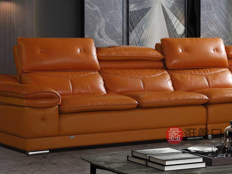 欧宝朗驰家具工厂直营店现代客厅沙发真皮沙发组合两人位单人位贵妃位117A9915