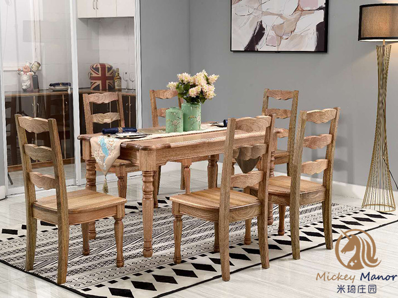 米琦庄园家具：檀丝木儿童餐桌椅组合