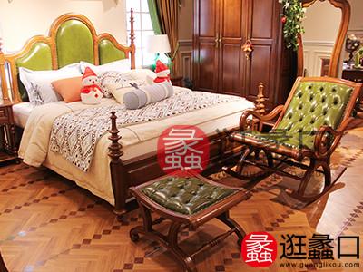 美品美墅家具高端美式精致典雅卧室实用双人床/床头柜组合