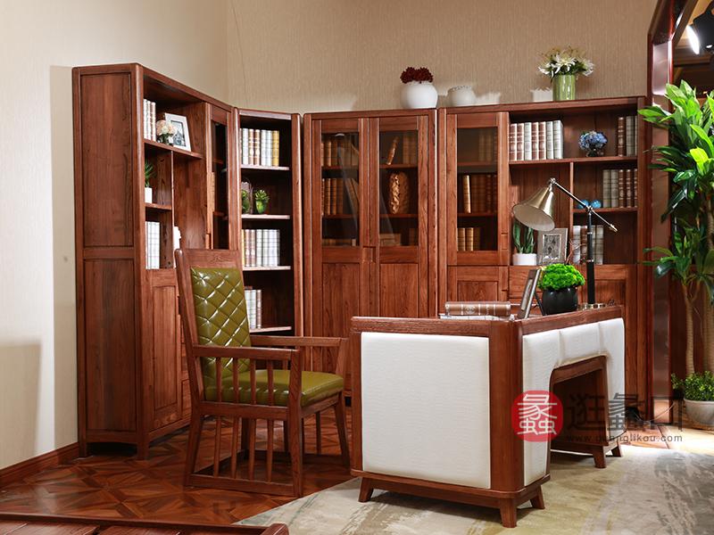木容尚品家具北欧书房实木书桌椅/转角书柜/书椅