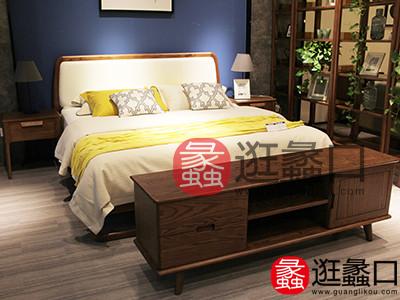 PURE HOUSE 纯木态度时尚北欧简答健康环保实木卧室素色软靠大床