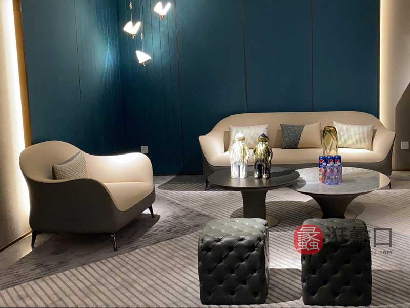 健辉家居·夏睿国际·范家具轻奢客厅沙发时尚进口牛皮沙发茶几组合单人位三人位沙发XRF084
