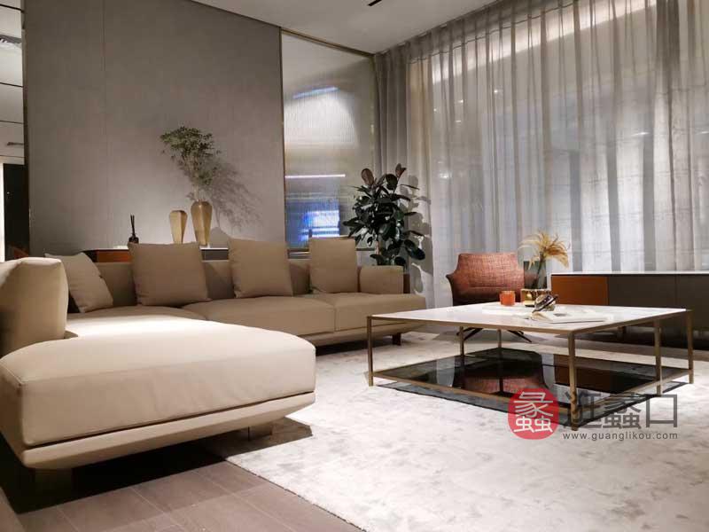 健辉家居·夏睿国际·范家具轻奢客厅沙发时尚进口头层牛皮沙发茶几组合XRF087