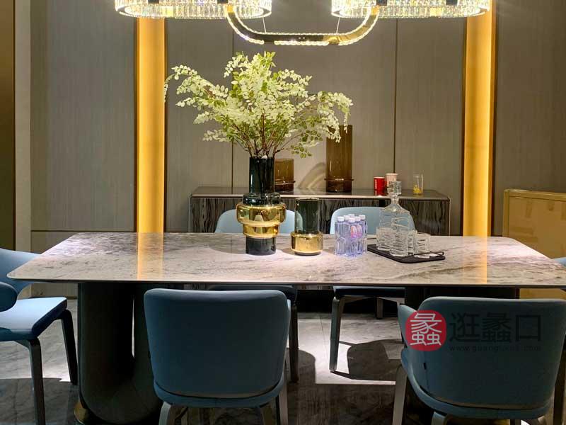 健辉家居·夏睿国际·范家具轻奢客厅沙发高档大理石长餐桌XRF093