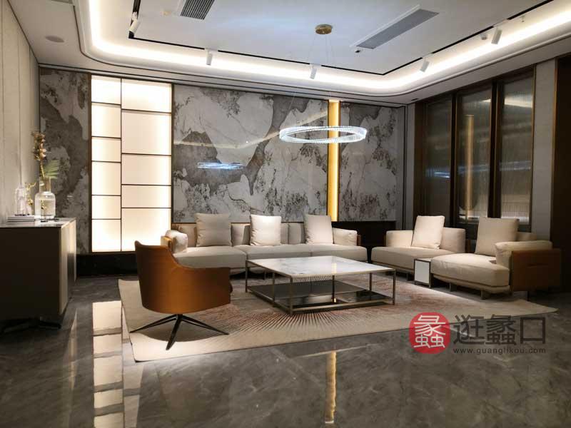 健辉家居·夏睿国际·范家具轻奢客厅沙发进口头层牛皮沙发组合XRF109