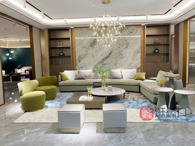 健辉家居·夏睿国际·范家具轻奢客厅沙发时尚真皮沙发茶几组合XRF092