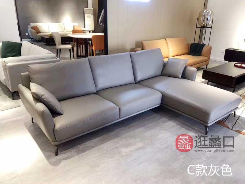 欧宝朗驰家具工厂直营店意式极简卧室床真皮沙发组合C款LC004