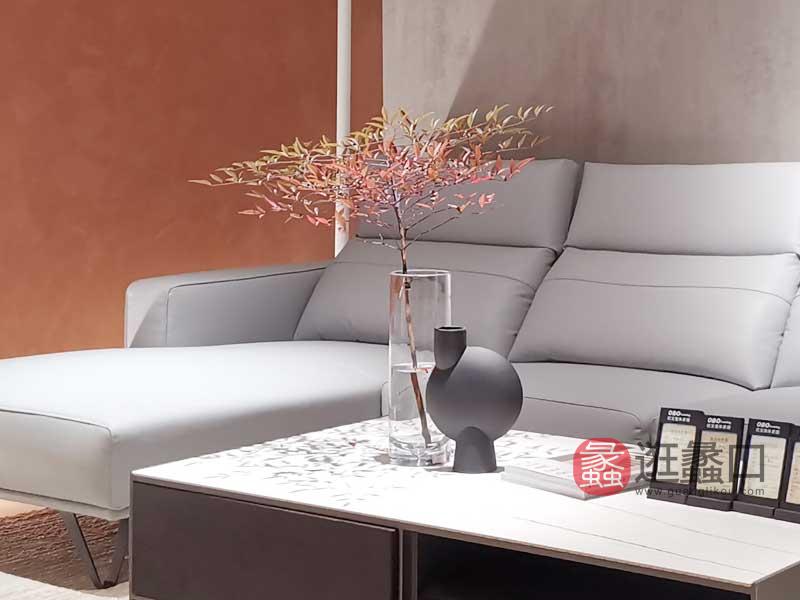欧宝朗驰家具工厂直营店意式极简客厅沙发真皮沙发茶几组合LC012