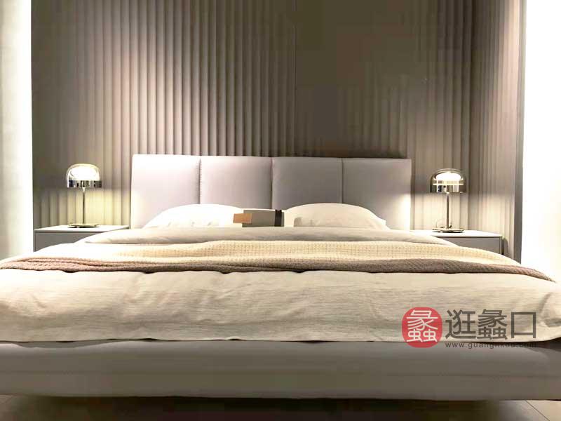 欧宝朗驰家具工厂直营店意式极简卧室床真皮软床双人床LC025