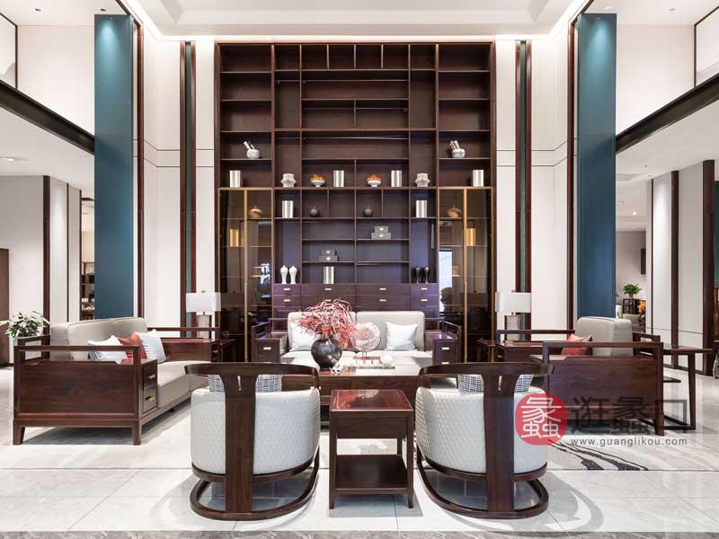 木杩家具新中式客厅舒适艺术多人沙发+茶几组合MA001