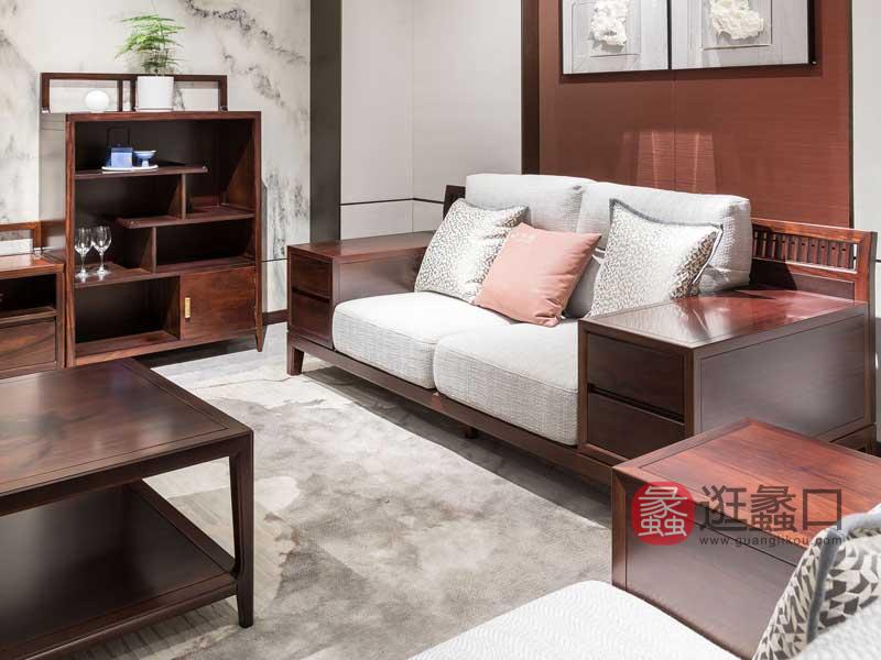 新中式实木沙发组合储物沙发MM009