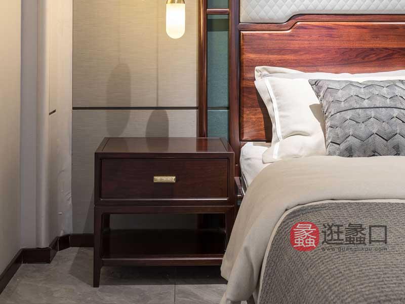 木杩家具新中式卧室床头柜实木储物床头柜MM015
