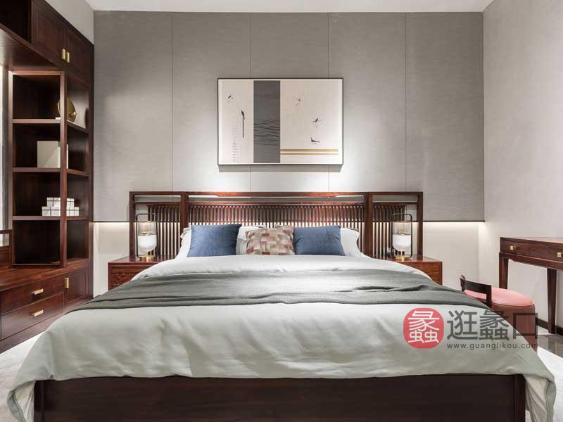 木杩家具新中式卧室床实木床双人床MM030
