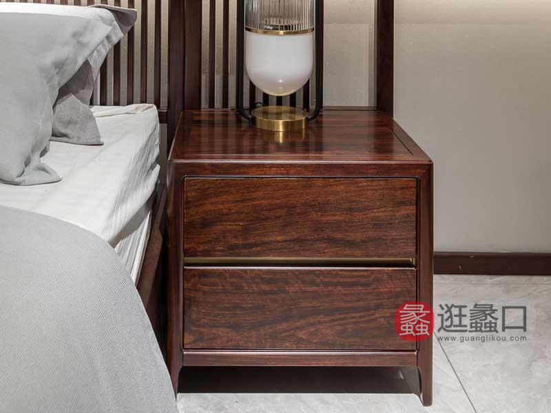 木杩家具新中式卧室床头柜实木床头柜MM033