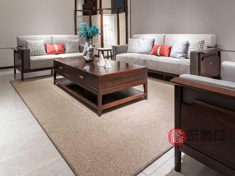 蠡口家具城木杩家具新中式客厅沙发新中式实木沙发组合MM034