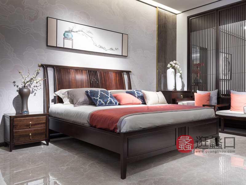 木杩家具新中式卧室床头柜实木床头柜MM057