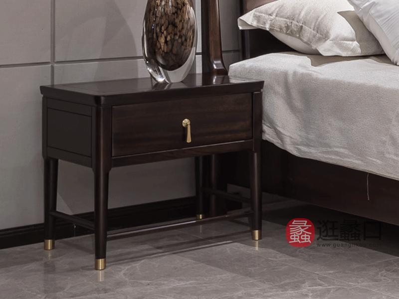 木杩家具新中式卧室床头柜新中式实木床头柜储物MM073