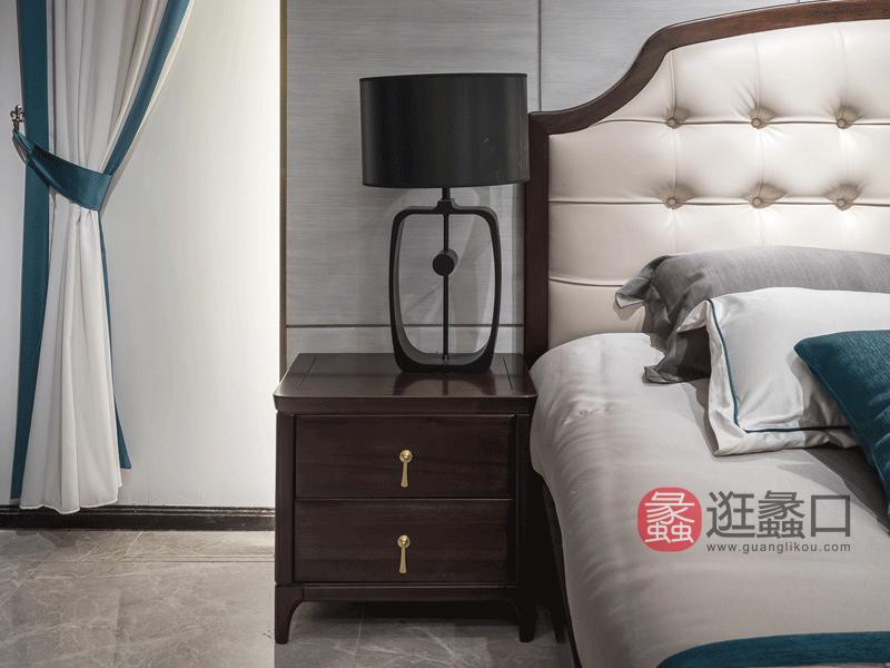 木杩家具新中式卧室床头柜实木储物床头柜MM080