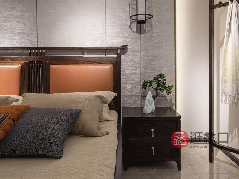 木杩家具新中式卧室床头柜实木床头柜MM089