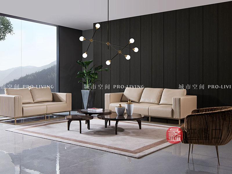 城市空间PRO-LIVING家具意式现代极简轻奢客厅高级灰三人位沙发CS036