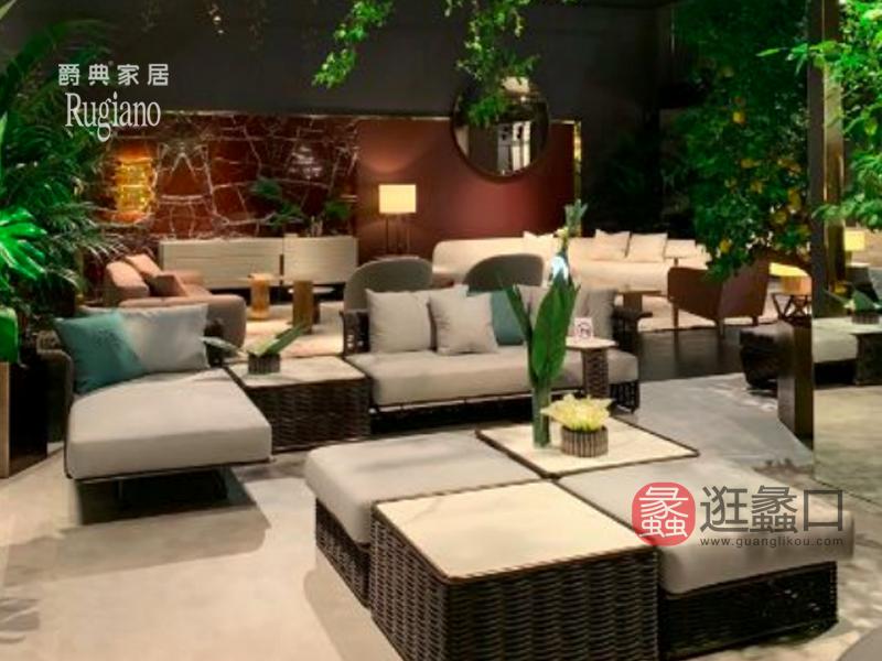 爵典家居·Rugiano家具意式现代极简客厅舒适沙发加茶几RG102