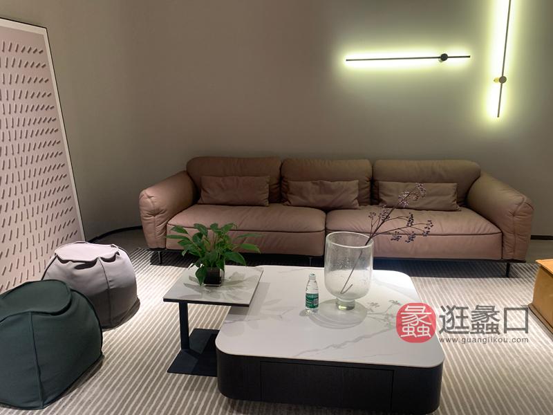 弗士丹MAMA家具意式极简客厅沙发时尚真皮沙发茶几组合FSD008
